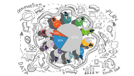 Business Brainstorming plan,think,search,analyze, for Success with percent,Graph Percent,Step, Colorful, -  Modern design Idea and Concept Vector illustration.のイラスト素材