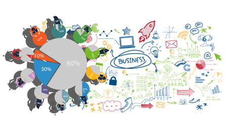 Business Brainstorming plan,think,search,analyze, for Success with percent,Graph Percent,Step, Colorful, -  Modern design Idea and Concept Vector illustration.のイラスト素材