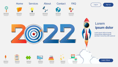 Creative business thinking 2022,darts shoot Into crotch for success,set icon, Idea concept vector illustration Infographic template.のイラスト素材