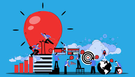 business teamwork to success. foresight vector  idea and concept creativity illustration business  innovation technology modern.のイラスト素材