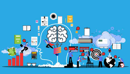 business teamwork to success. foresight vector  idea and concept creativity illustration business ...