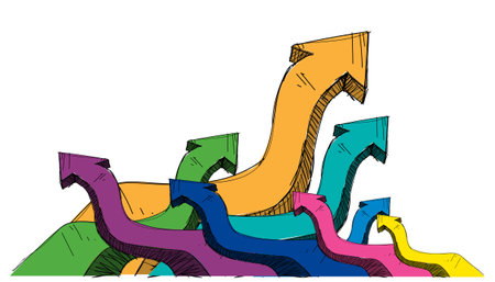 arrow up and down to  success.idea and concept creativity illustration business.のイラスト素材