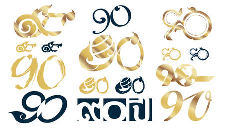 text thailand alphabe number  and arabic numerals. ninety english translation.Illustration design idea and concept think creativity.のイラスト素材