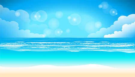 Summer relax Sea, blue, sand, beach, design modern  idea and concept think creativity.のイラスト素材