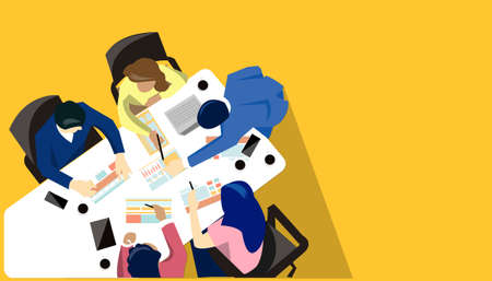 idea and concept creativity illustration business.Office workers think analyze work on table to
success.のイラスト素材
