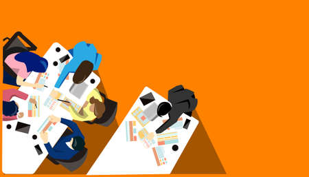 idea and concept creativity illustration business.Office workers think analyze work on table to
success.のイラスト素材