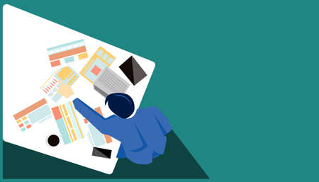 idea and concept creativity illustration business.Office workers think analyze work on table to
success.のイラスト素材