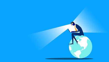 People using technology  virtual reality glasses with laptop. modern design idea  concept vectorのイラスト素材