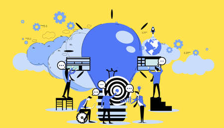 Businessman and woman search success.icon set idea and concept creativity illustration business  innovation technology modern.のイラスト素材