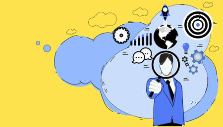 Businessman and woman search success.icon set idea and concept creativity illustration business  innovation technology modern.のイラスト素材