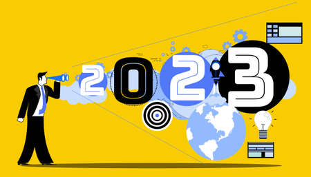 Happy New Year 2023  logo text,design card, banner,icon set,Vector  idea and concept creativity illustration business  innovation technology modern.のイラスト素材