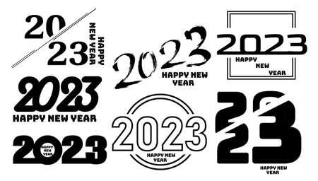 idea and concept think Creativity modern  2023 Happy New Year posters set. Design templates with ...