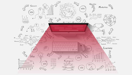 Computer and Technology, Text various -  modern Idea and Concept Vector illustration Business  with icon,arrow,world,Text 10%-100%.の写真素材