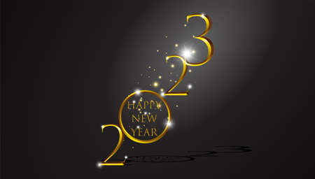 New Year posters set. Design templates with  logo 2023 for celebration and season decoration. minimalistic trendy backgrounds for branding, banner, cover, card.のイラスト素材