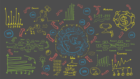 painting figure skating plan work business.modern Idea and Concept Vector illustration Business  with icon,arrow,world,Text 10%-100%.のイラスト素材