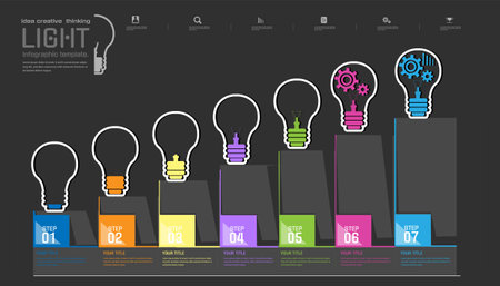 idea creative  thinking light.Infographic template.light bulb shine navigate for success  creative business thinking,set icon,modern Idea concept vector.のイラスト素材