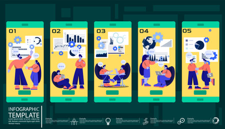 Flat design illustration concepts for business analysis and planning, consulting, team work, project management, financial report. Concepts web banner and printed materials.のイラスト素材