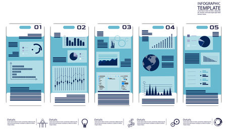 online stock trading. app screen  smartphone design  template application interface with flat illustrations,UI,idea and concept think creativity modern  design vectorのイラスト素材