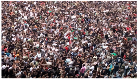 population large group.painting  cartoon idea and concept think creativity modern  design vector.