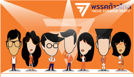 move forward party.english translation.thai alphabet.thai language. international business  website hero image.idea and concept think creativity modern  design vector.のイラスト素材