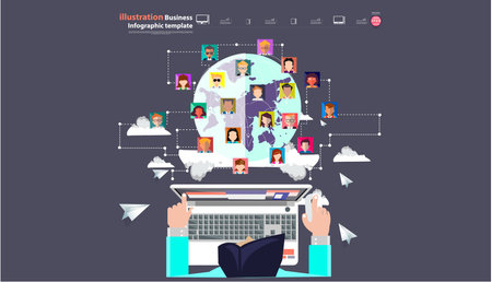 businessperson contact communicate around the world.idea and concept think creativity modern  design vector.infographic template.のイラスト素材