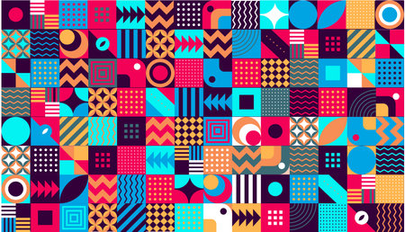 Create illustrations and abstract patterns that let the colors stand out.&#xD;&#xA;Creativity from wall to wall A modern collage that combines different visual elements.のイラスト素材