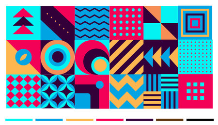 illustration for decoration. abstract patterns that let the colors stand out.creativity from wall to wall A modern collage that combines different visual elements.のイラスト素材
