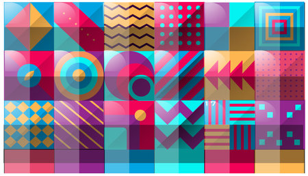 illustration for decoration. abstract patterns that let the colors stand out.creativity from wall to wall A modern collage that combines different visual elements.のイラスト素材