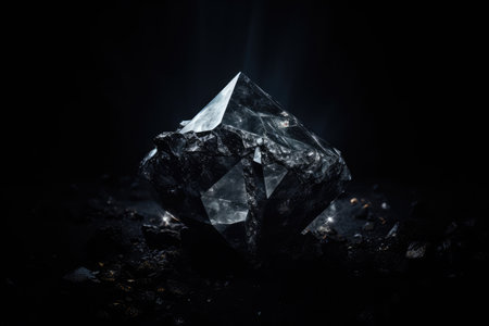 Close up of a crystal on black background with smoke. Selective focus.Generative AIの素材