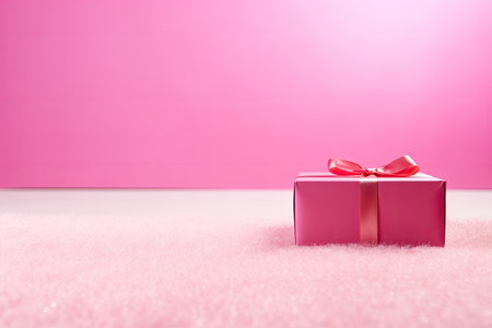 Pink gift box on pink background with copy space for your text. Generative AIの素材