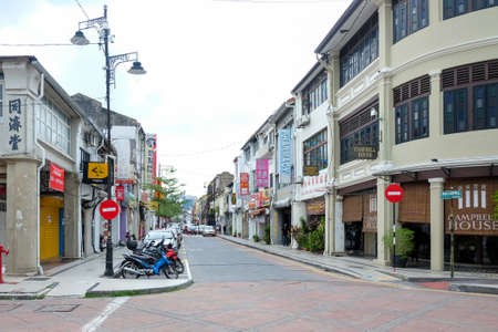 Penang, Malaysia - December 19, 2019 : Old streets and architecture in George Town (famous asia place).のeditorial素材