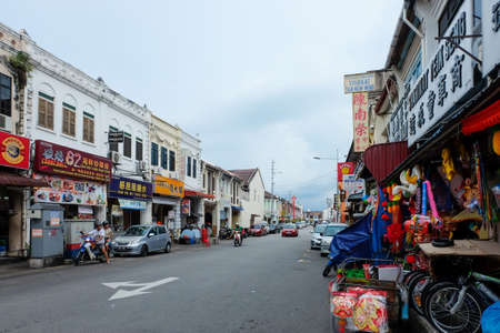 Penang, Malaysia - December 19, 2019 : Old streets and architecture in George Town (famous asia place).のeditorial素材