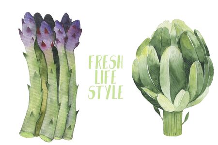 Vegetarian seamless pattern. Watercolor. seamless texture with detailed hand-painted vegetables.の写真素材