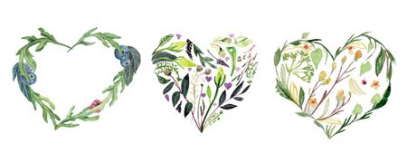 Valentines Day Hearts Clipart. Watercolor floral set. Romanticの写真素材