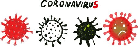 Contagious flu. Infection movie. Contagious yawning. illustration. Virus silhouette on a white background.の写真素材