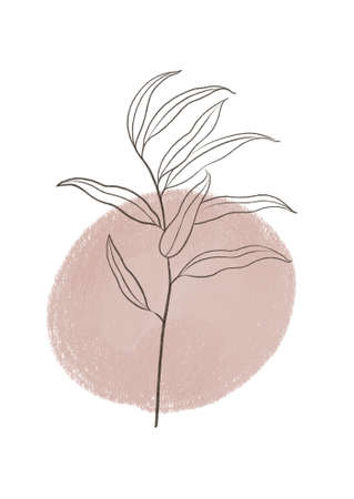 Abstract Leaf Illustration. Botanical Logo Print. Shapes watercolor floral posterの写真素材