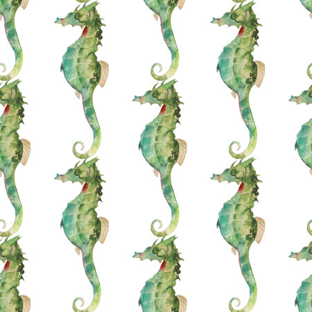 Seamless background with sea-horses. Underwater life objectsの写真素材