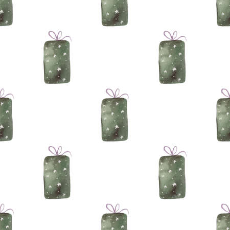 Simple pattern with gifts scandinavian watercolorの写真素材