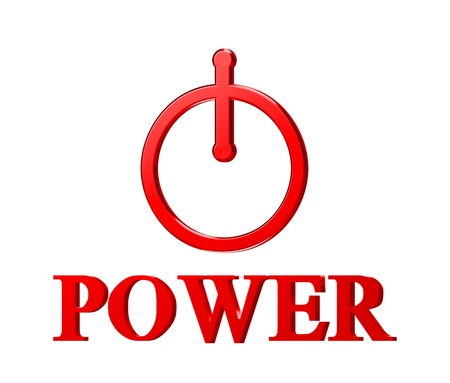 red power button isolated on white backgroundの写真素材