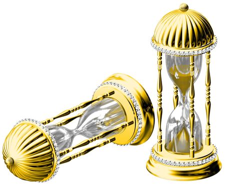 Old gold sand clock measuring time 