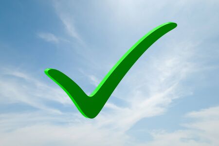 Yes symbol green color gradient white background   の写真素材