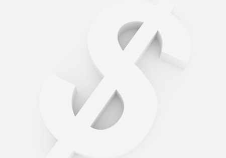 The dollar symbol white background