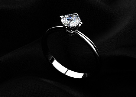 The beauty wedding ring on  black background