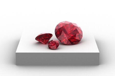 ruby  on white podiumの写真素材