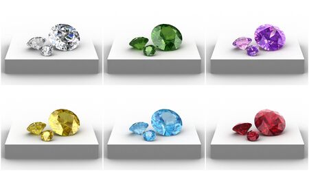 Set of gems in different colors
