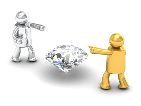 3d illustration of man pointing finger and yelling at another person. 3d rendering of disputed and conflict people - human character.の写真素材