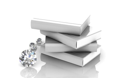 Blank book and diamond  (high resolution 3D image)の写真素材