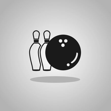 Black and white bowling ball with pins のイラスト素材