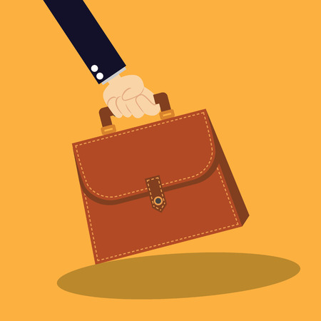 Business hand holding briefcase with documents vector illustrationのイラスト素材