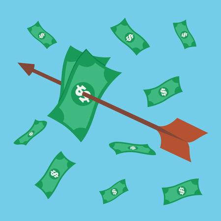 Dollars punched with arrowのイラスト素材